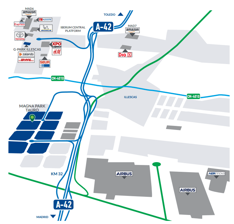 Map with Magna Park Tauro Illescas pinpointed.
