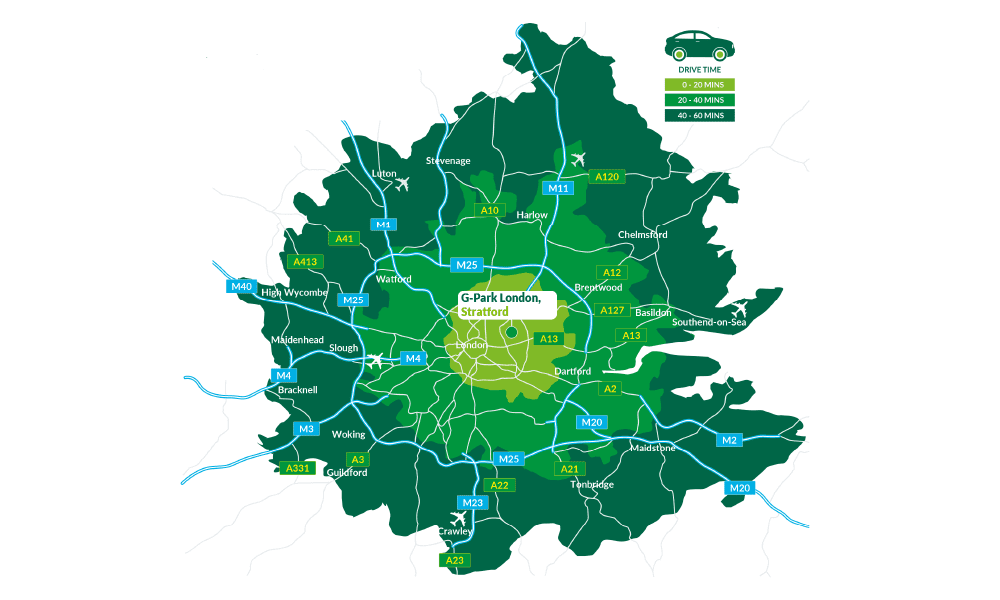 Map with G-Park London pinpointed.