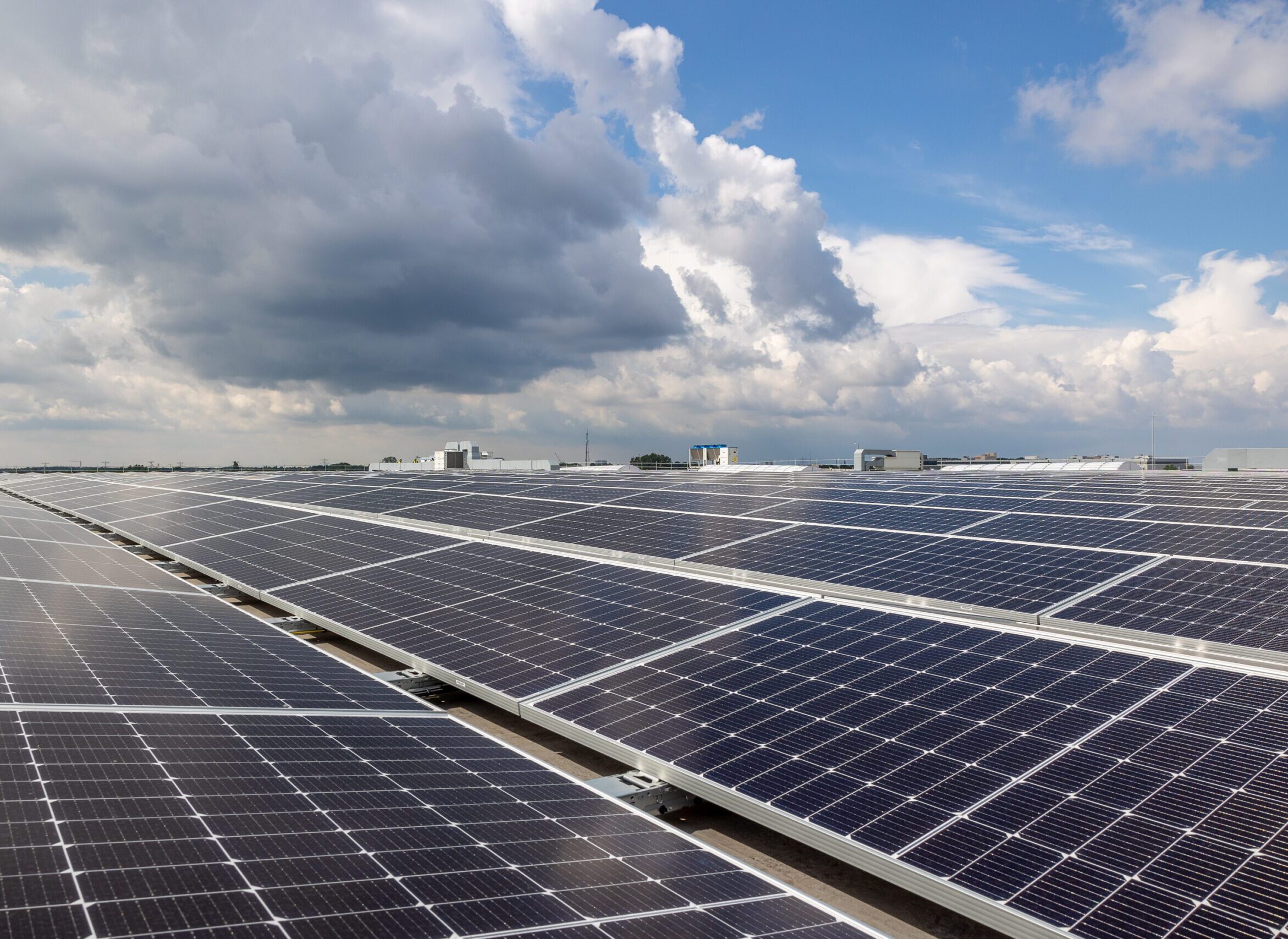 Rows of solar panels.